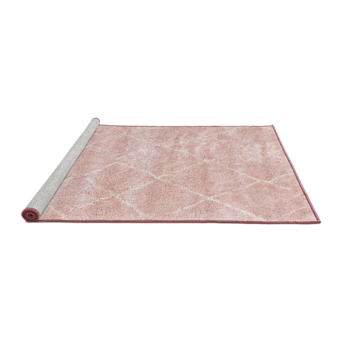 Serging Thickness of Machine Washable Contemporary Pink Daisy Pink Rug, wshcon2989