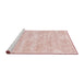 Serging Thickness of Machine Washable Contemporary Pink Daisy Pink Rug, wshcon2989