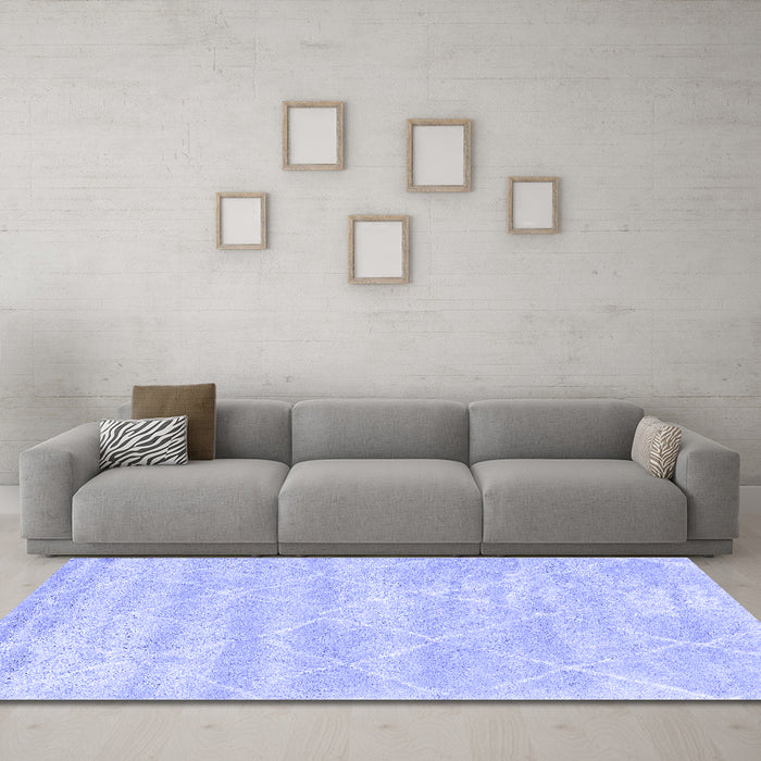 Machine Washable Trellis Blue Modern Rug in a Living Room, wshcon2989blu