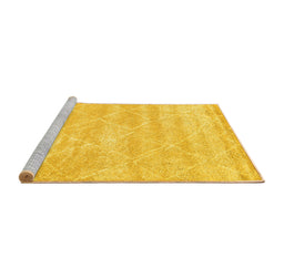 Sideview of Machine Washable Trellis Yellow Modern Rug, wshcon2989yw