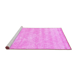 Sideview of Machine Washable Trellis Pink Modern Rug, wshcon2989pnk