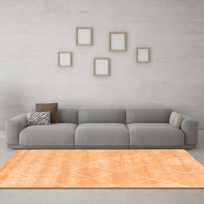 Machine Washable Trellis Orange Modern Area Rugs in a Living Room, wshcon2989org