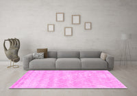 Machine Washable Trellis Pink Modern Rug, wshcon2989pnk