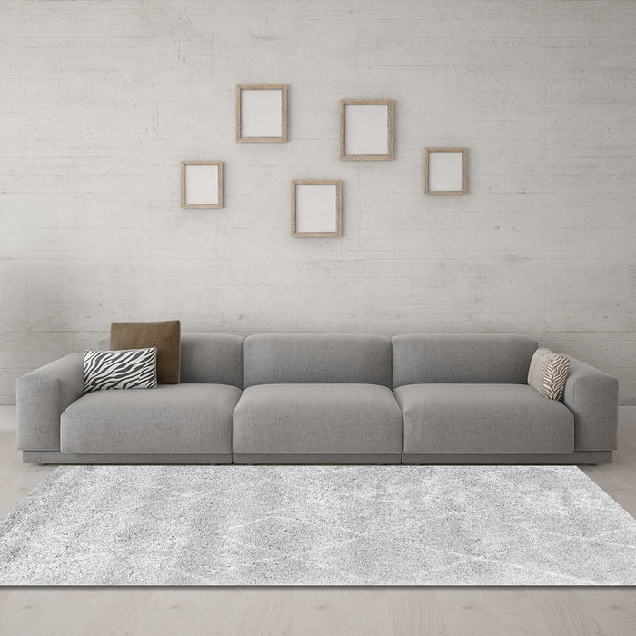 Machine Washable Trellis Gray Modern Rug in a Living Room,, wshcon2989gry