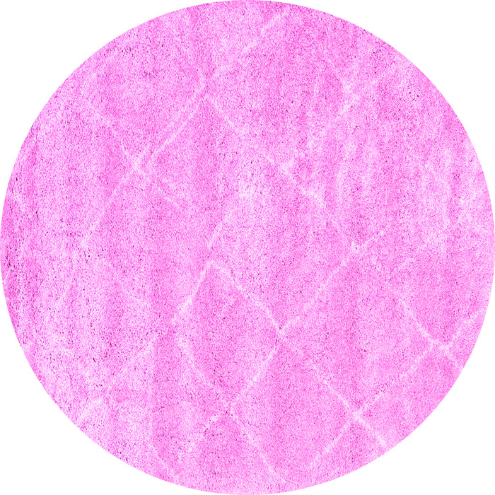Round Machine Washable Trellis Pink Modern Rug, wshcon2989pnk