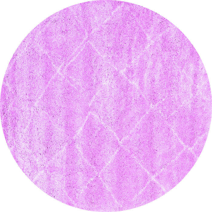 Round Machine Washable Trellis Purple Modern Area Rugs, wshcon2989pur