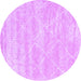 Round Machine Washable Trellis Purple Modern Area Rugs, wshcon2989pur