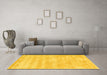 Machine Washable Trellis Yellow Modern Rug in a Living Room, wshcon2989yw