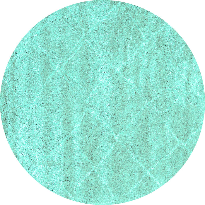 Round Trellis Turquoise Modern Rug, con2989turq