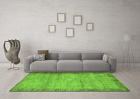Machine Washable Abstract Green Contemporary Rug, wshcon298grn