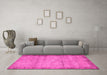 Machine Washable Abstract Pink Contemporary Rug in a Living Room, wshcon298pnk