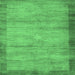 Square Machine Washable Abstract Emerald Green Contemporary Area Rugs, wshcon298emgrn