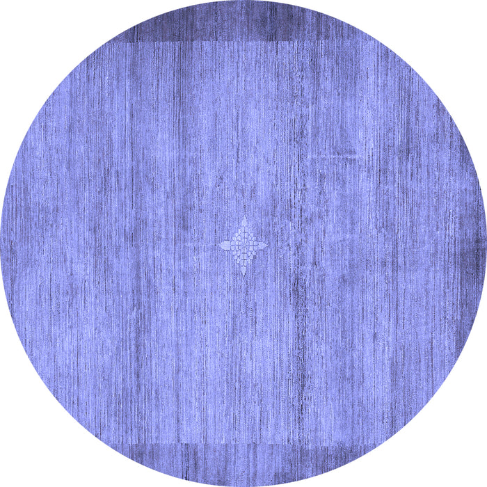 Round Abstract Blue Contemporary Rug, con298blu
