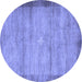 Round Abstract Blue Contemporary Rug, con298blu