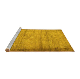 Sideview of Machine Washable Abstract Yellow Contemporary Rug, wshcon298yw