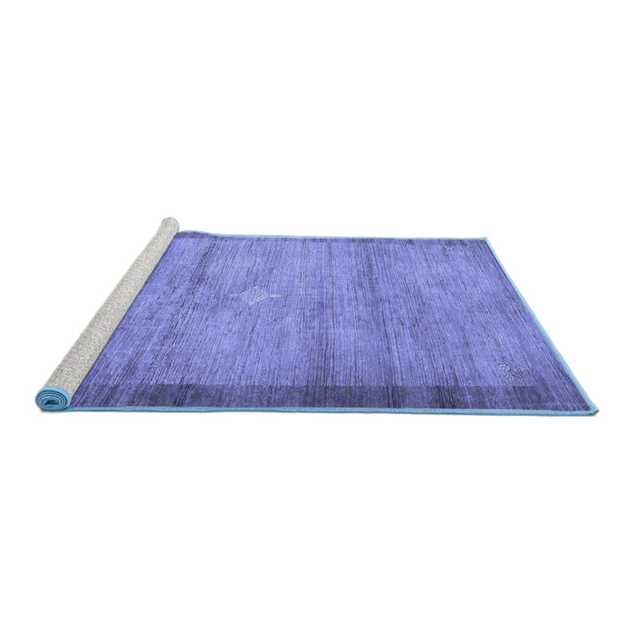 Sideview of Machine Washable Abstract Blue Contemporary Rug, wshcon298blu