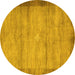 Round Abstract Yellow Contemporary Rug, con298yw