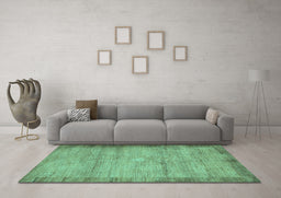 Machine Washable Abstract Turquoise Contemporary Area Rugs in a Living Room,, wshcon298turq