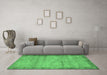 Machine Washable Abstract Emerald Green Contemporary Area Rugs in a Living Room,, wshcon298emgrn