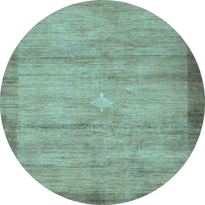 Round Abstract Light Blue Contemporary Rug, con298lblu