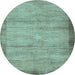 Round Abstract Light Blue Contemporary Rug, con298lblu