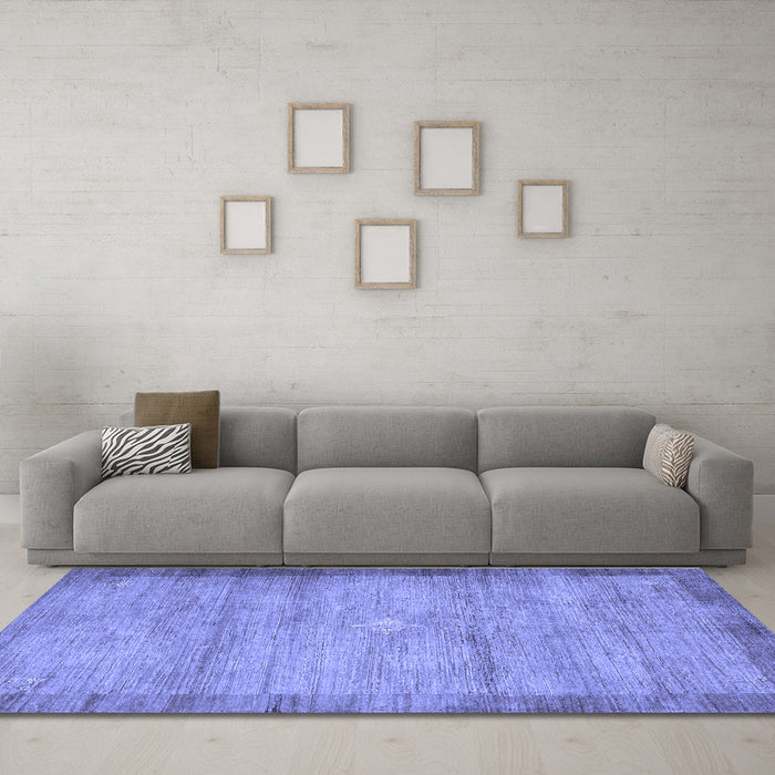 Machine Washable Abstract Blue Contemporary Rug in a Living Room, wshcon298blu
