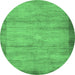 Round Abstract Emerald Green Contemporary Rug, con298emgrn