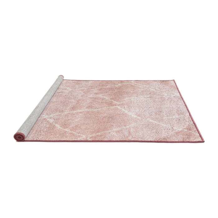 Serging Thickness of Machine Washable Contemporary Light Red Pink Rug, wshcon2990