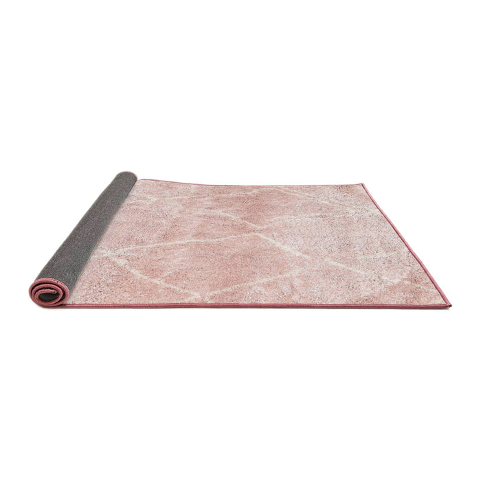 Thickness of Contemporary Light Red Pink Trellis Rug, con2990