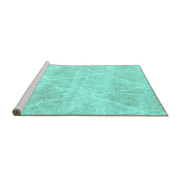 Sideview of Machine Washable Trellis Turquoise Modern Area Rugs, wshcon2990turq