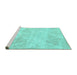 Sideview of Machine Washable Trellis Turquoise Modern Area Rugs, wshcon2990turq