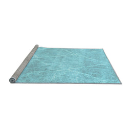 Sideview of Machine Washable Trellis Light Blue Modern Rug, wshcon2990lblu