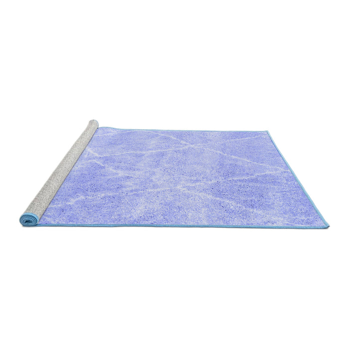 Sideview of Machine Washable Trellis Blue Modern Rug, wshcon2990blu