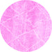 Round Machine Washable Trellis Pink Modern Rug, wshcon2990pnk