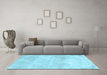 Machine Washable Trellis Light Blue Modern Rug in a Living Room, wshcon2990lblu