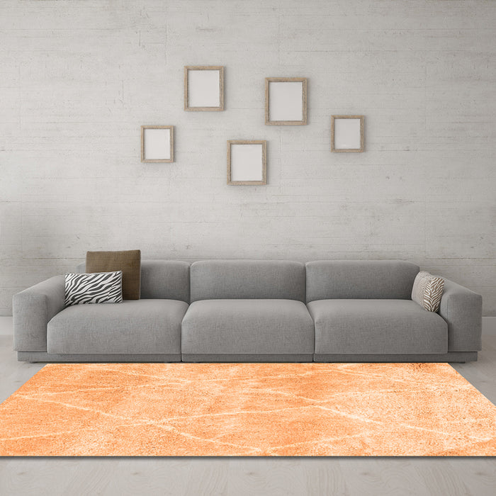 Machine Washable Trellis Orange Modern Area Rugs in a Living Room, wshcon2990org