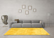 Machine Washable Trellis Yellow Modern Rug in a Living Room, wshcon2990yw