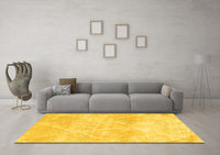 Machine Washable Trellis Yellow Modern Rug, wshcon2990yw