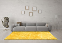 Machine Washable Trellis Yellow Modern Rug in a Living Room, wshcon2990yw