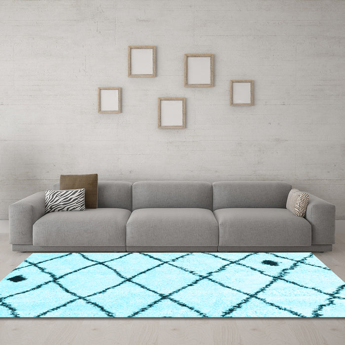 Machine Washable Solid Light Blue Modern Rug in a Living Room, wshcon2991lblu