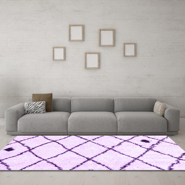 Machine Washable Solid Purple Modern Area Rugs in a Living Room, wshcon2991pur