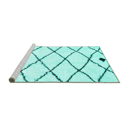 Sideview of Machine Washable Solid Turquoise Modern Area Rugs, wshcon2991turq