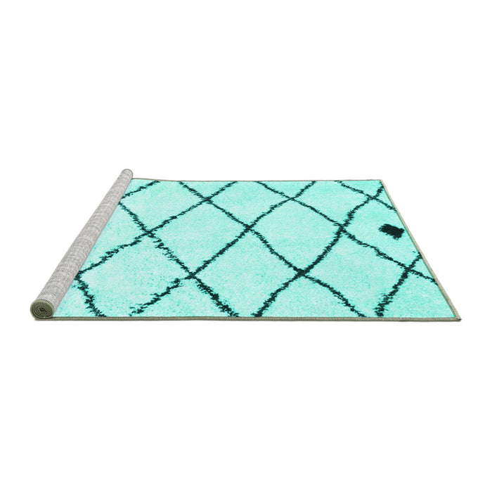 Sideview of Machine Washable Solid Turquoise Modern Area Rugs, wshcon2991turq