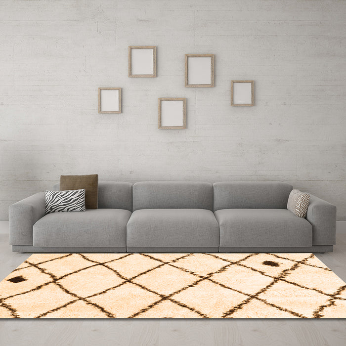 Machine Washable Solid Orange Modern Area Rugs in a Living Room, wshcon2991org