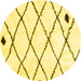 Round Machine Washable Solid Yellow Modern Rug, wshcon2991yw