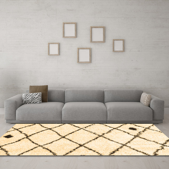 Machine Washable Solid Brown Modern Rug in a Living Room,, wshcon2991brn