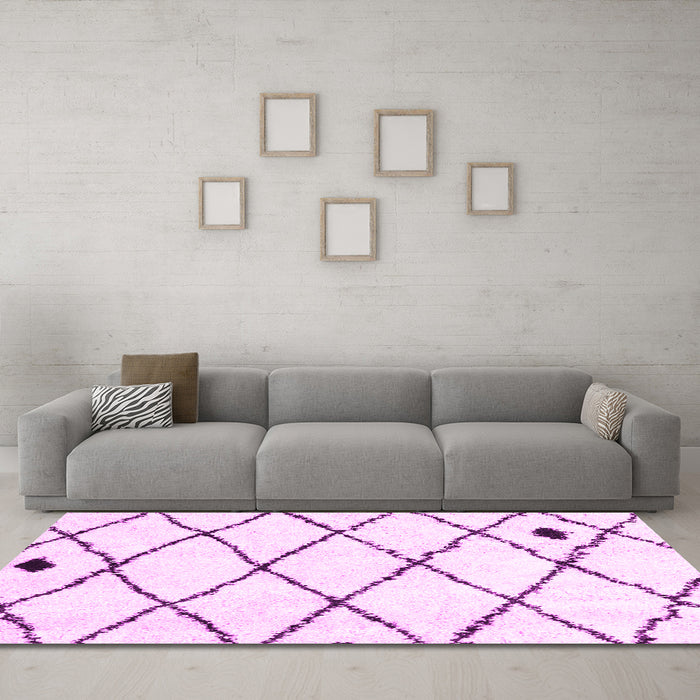 Machine Washable Solid Pink Modern Rug in a Living Room, wshcon2991pnk