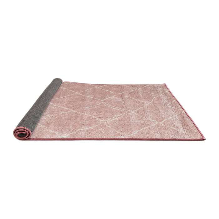 Thickness of Contemporary Deep Rose Pink Trellis Rug, con2992