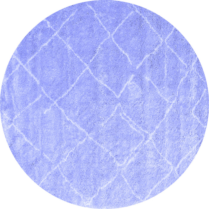 Round Machine Washable Trellis Blue Modern Rug, wshcon2992blu