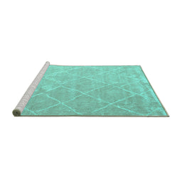 Sideview of Machine Washable Trellis Turquoise Modern Area Rugs, wshcon2992turq